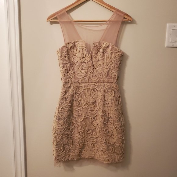 BCBG Nude Floral Dress - Picture 1 of 4